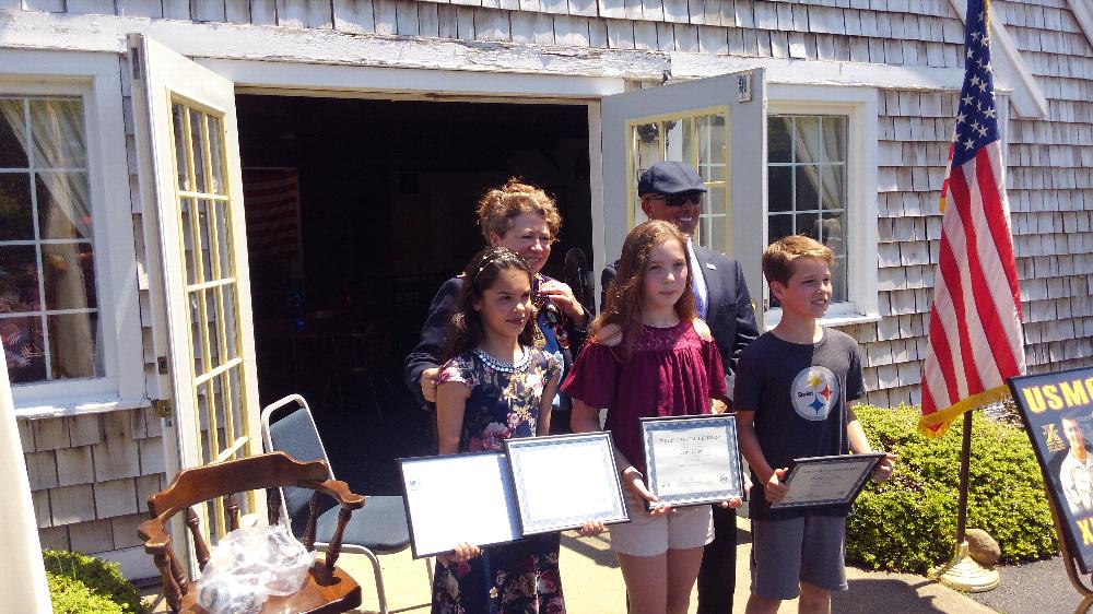 Donna Medieros, PER and Deputy Chief Stephen G. Xiarhos with the winners of the Americanism Essay Contest.
All of the student attend Trinity Christian Academy in Hyannis and one of our students also placed 3rd in the MA State competition. Congratulations to all!