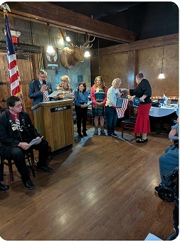 Yes! Veteran's Day Ritual with Ken Jensen, Exalted Ruler, Cathy Rummel, Chaplain, Judy Roybal, P.E.R., Debbie Hubbard, Treasurer, Lenna Lovan, Secretary, and Linda Rhodes, Esquire.
We had a great time with the Vets.
