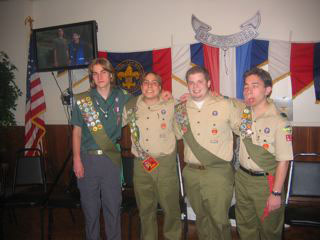 Eagle Scouts Richard Zelman, Marc DeBlasio, Christopher Eckenrod and Eric Schwartz