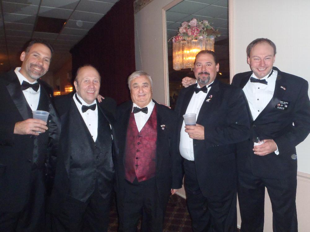 Loyal Knight Kevin Arloff, PDD George May,Secretary Jack Stein PER, Exalted Ruler Peter Demidovich and Leading Knight Mike Ullrich enjoy a night out at the Massapequa Lodge