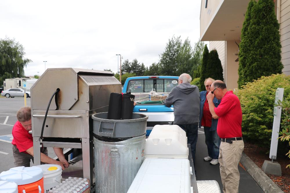 Loading the Equipment and food for the Read a Book, Watch the Movie Event in downtown Mount Vernon, Washington.