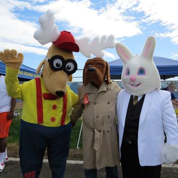 Elroy, McGruff, and our Easter Bunny