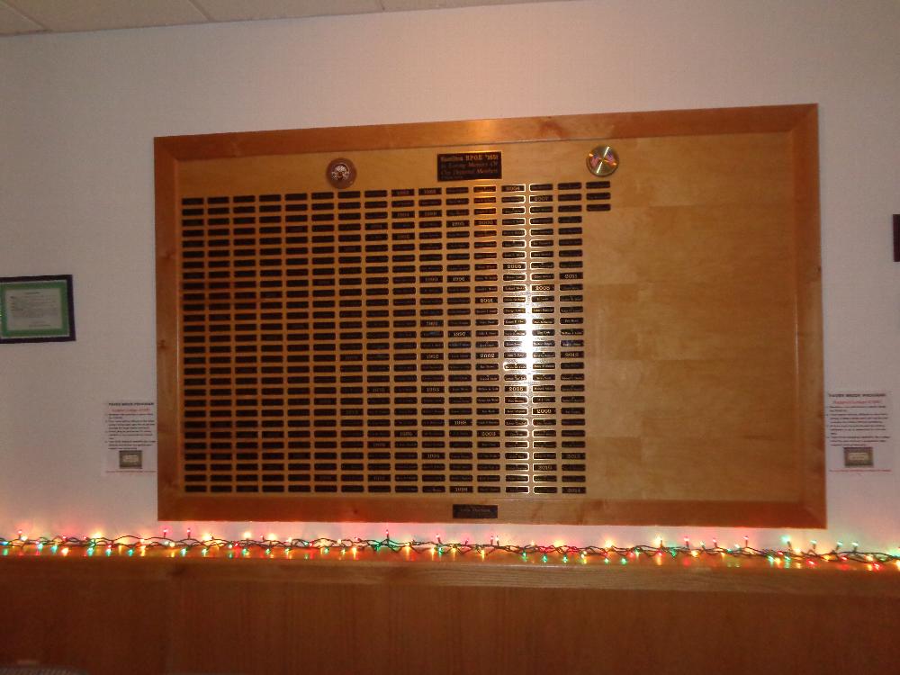 Our Lodge has a necrology board in our dining room listing members who have died. There is a special designation for our Veterans.  