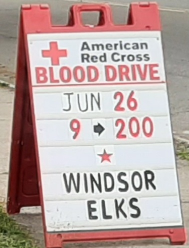 Another Blood Drive June 26th.. 9:00am to 2:00pm.