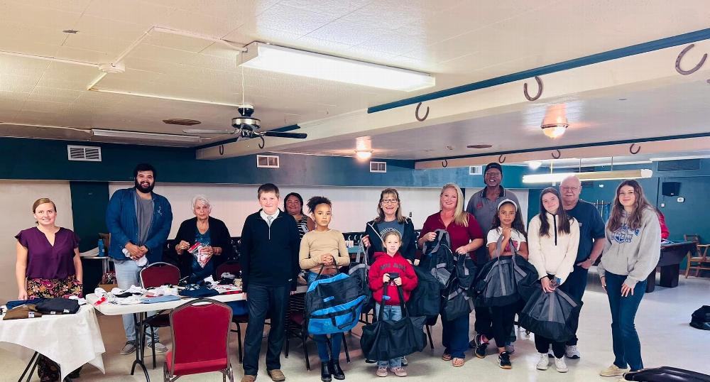 Stuffing go bags for local foster children on behalf of the Department of Health Services. Thanks to the Elks grant and local donations, children will have a fresh change of clothing, pajamas, and toiletries. 