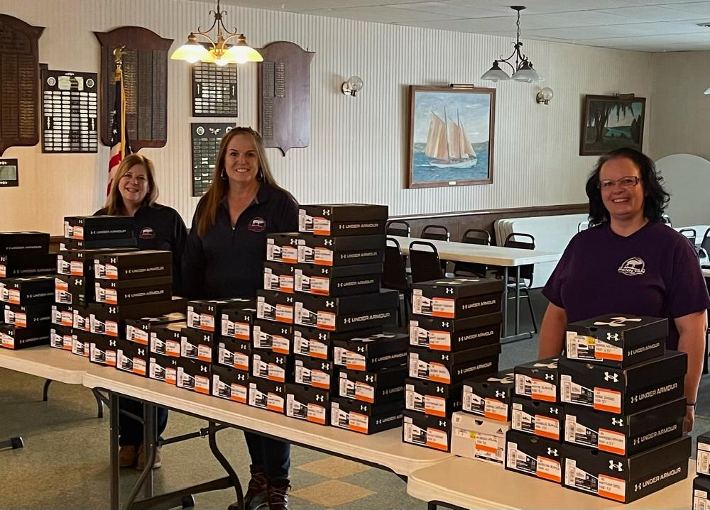 Penn Yan, NY Lodge utilized an Elks Beacon Grant to purchase and donate over 125 pairs of new sneakers to children in need at the Penn Yan Elementary School. Pictured (L-R) carol Winslow; Leading Knight Heather Neuberger and Loyal Knight Anne Paddock.
