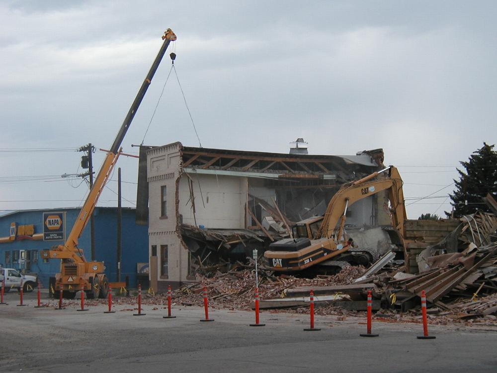 The old lodge being taken down Aug 16 2004.