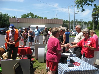 ELKS AND FRIENDS LINING UP FOR TICKETS FOR OUR MEMORIAL DAY PICNIC BENEFIT FOR THE CANINE-ANGELS.ORG 2012