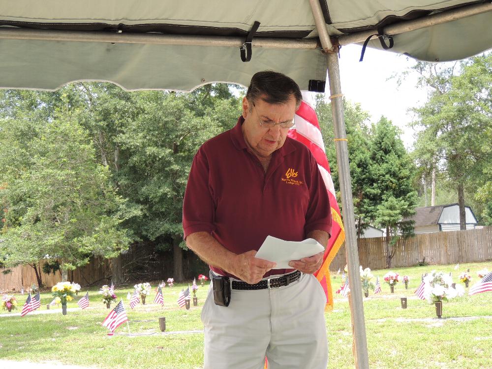 John Keenan, Trustee (and acting Chaplain and Esquire) speaking  at Flag Day 2017 ceremony