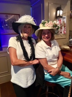 Fancy hats at Derby Party 2017.  Ginni Norton and Shirley Ekberg
