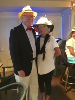 Second Place winner in Fancy Hat contest, Ginni Norton, Derby Party 2017