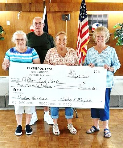 ALBANY FOOD BANK  - Left to Right 
Laura Hurst, PER Joe Sommers, ER Vicky May, Linda Bowdell -
August 31st, 2021 