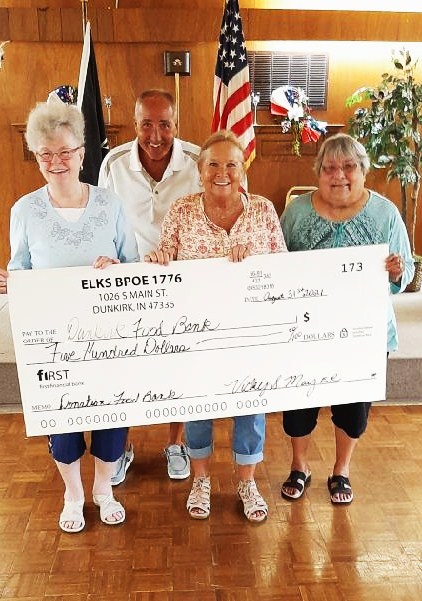 DUNKIRK FOOD BANK - Left to Right  
Carol Jones, PER Bob Ford, ER Vicky May, Judy Davenport -
August 31st, 2021
             
