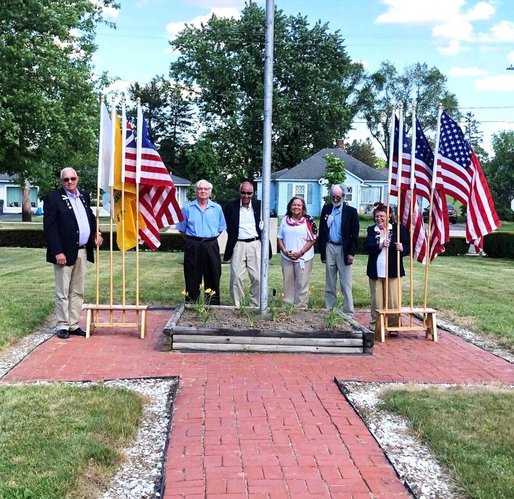 Photo of Dunkirk BPOE 1776's Flag Day Ceremony held on 14 June 2021...Left to Right: PER Joe Sommers, Chip Phillips, PER Bob Ford, ER,PER Vicky May, PER Bruce Kenipe, PER Barb Irelan.