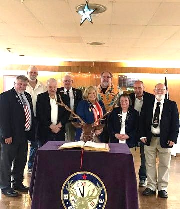 Installation of Lodge Officers for 2022-2023 was held at Dunkirk BPOE 1776 on Saint Patrick's Day 17 March 2022 The installation was conducted by Past DDGER Steve Fennig.  Photo of the newly installed Lodge Officers.  Left to right:  Steve Fennig Past DDGER, Barry Barger, Bob Rawlings PER, Joe Sommers PER , Vicky May ER, James Fulks PER, Barb Irelan PER , Bob Ford PER, James Hillegass PER 
