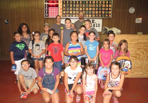 This year’s Kids Bingo was held Saturday, July 25, 2015 at the Lodge and offered free school supplies for all the youngsters who attended. There were more than 130 school-age children who participated, each receiving a drug awareness backpack filled with most of the school supplies they will need for the upcoming year. Also awarded during the event were various special prizes, including gift cards, flash drives, ear buds and more (above). The remainder of the supplies was donated to the Animas Schools and local pre-schools Kids Bingo is funded through an Elks National Foundation Beacon Grant. The Beacon Grant is used for ongoing, successful lodge projects that address local issues and focus on those in need. 