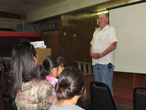 NM Drug Awareness Program Southwest District Chairman Al Lambeth discusses the Shattered Lives Program with parents and students.