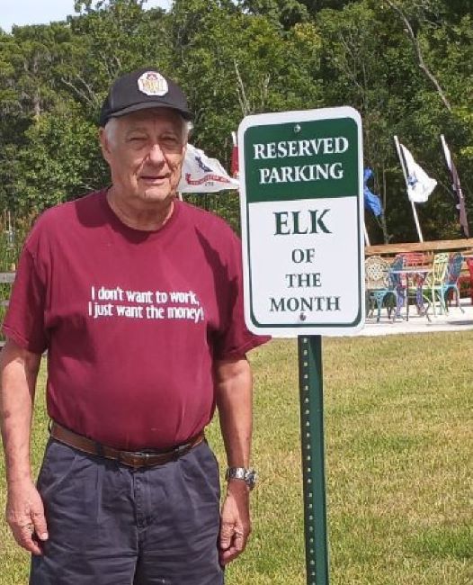 Our Elk of the Month for May is Andy Veres. 
Andy is a long-time Member, a dedicated Elk, 
as well as an honored Veteran. Andy is a humble man who has quietly taken charge of a very 
special project for years without very little 
mention. He donates and replaces the flags of 
our military branches that fly along the patio 
bordering our dock. We are very fortunate that 
he has chosen this project which honors our 
military branches. Volunteerism can be seen in 
many forms and ways and Andy has chosen 
this project which is dear to his heart.