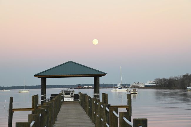 Full moon rising over our new dock. What a spectacular view!
