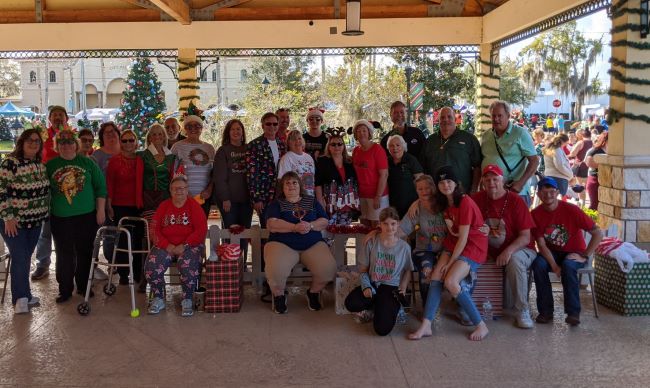 Lodge volunteers awaiting the arrival of Santa and the children.