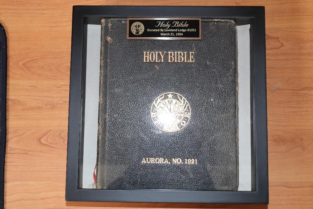 holy Bible
Donated
By
Loveland Lodge #1051
On
March 24, 1954