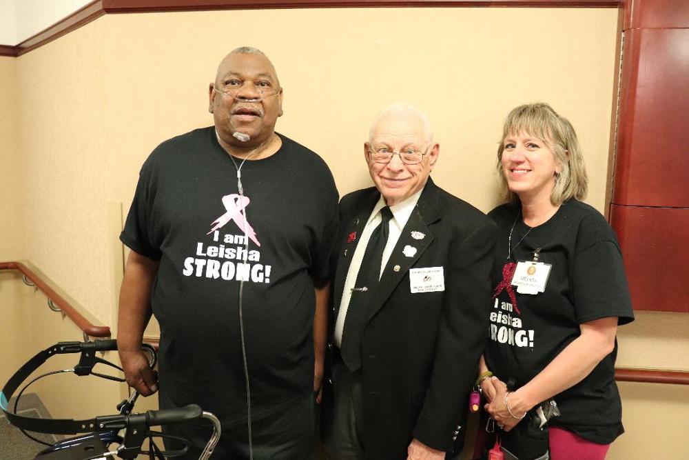 Lodge made a $500.00 contribution to the Colorado Fitzsimmons Veterans Home.

Pictured are Resident Council President Willie Roy, Exalted Ruler  (PER,DDGER) William Lakers. and Recreation Therapy Director Melissa Blair- O'Shaughnessy. 