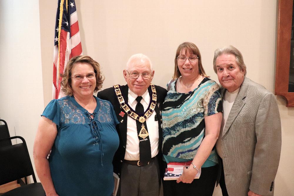 Newly installed Elks.  Left to right: Pat Burger, Rapid City, SD, Exalted Ruler William Lakers, Sheri McCusker and Gary Jones.