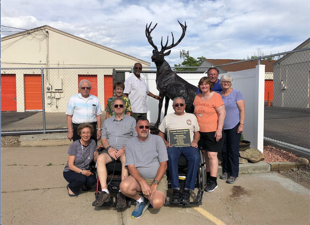 THESE ARE THE MAJOR CONTRIBUTORS TOWARDS THE PURCHASE AND LANDSCAPING OF OUR "GRANDE EXALTED RULER" ELK STATUE.
KENNETH AND BEVERLY FINDLAY
RICHARD AND ARLISS GUERRERO
ALAN AND RACHELA HRENKO
KENNETH LOVE (not in picture)
ANNE SCHMIDT
ARTHUR ASHLEY
BILL LAKERS
KAY KLEFFNER
DELLES SCHNEIDER (not in picture)
