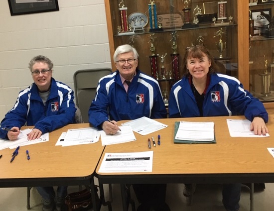 Shown left to right: Pierre Lodge's Lecturing Knight Sheila Carpenter, Exalted Ruler Matt Schatz and Tiler Jeri Smith helped to get 2018 Pierre Hoop Shoot participants registered for the competition.