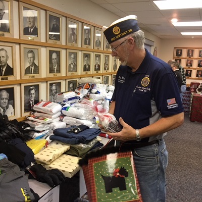 As you see here, the 2018 Stocking Stuffer effort received lots of socks, underwear, t-shirts and other new clothing items to give to veterans in Hot Springs.  Elks members and helpful volunteers sorted through the donations on December 15, 2018