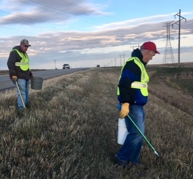 Elks Lodge 1953 members Dwight Pogany and Bill Fuchs participating in the lodge's fall ditch walk on November 1, 2018.