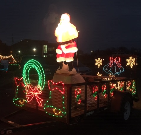 Santa was surrounded by colorful lights on the 2018 Pierre Elks Lodge float.