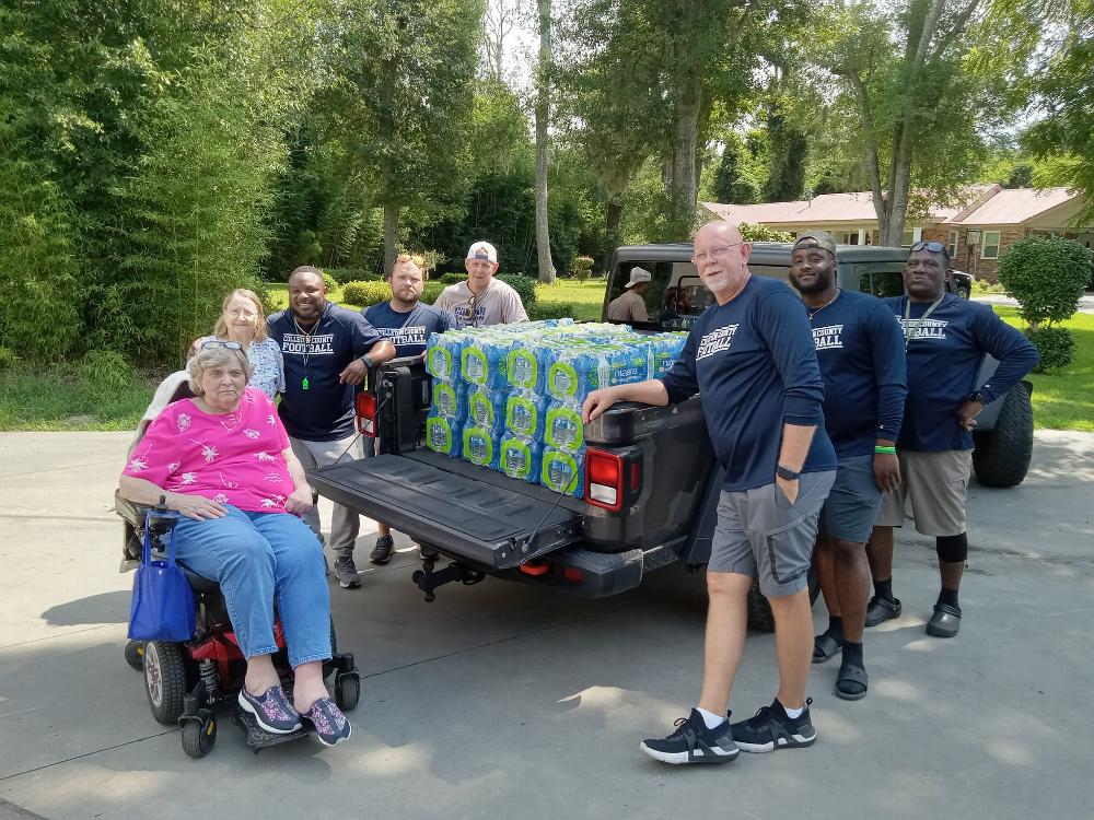 Thanks to the great people that come out and play Bingo, the Bingo committee of the Walterboro Elks Lodge 1988 was able to donate $500.00 of bottled water to the Colleton Football teams.