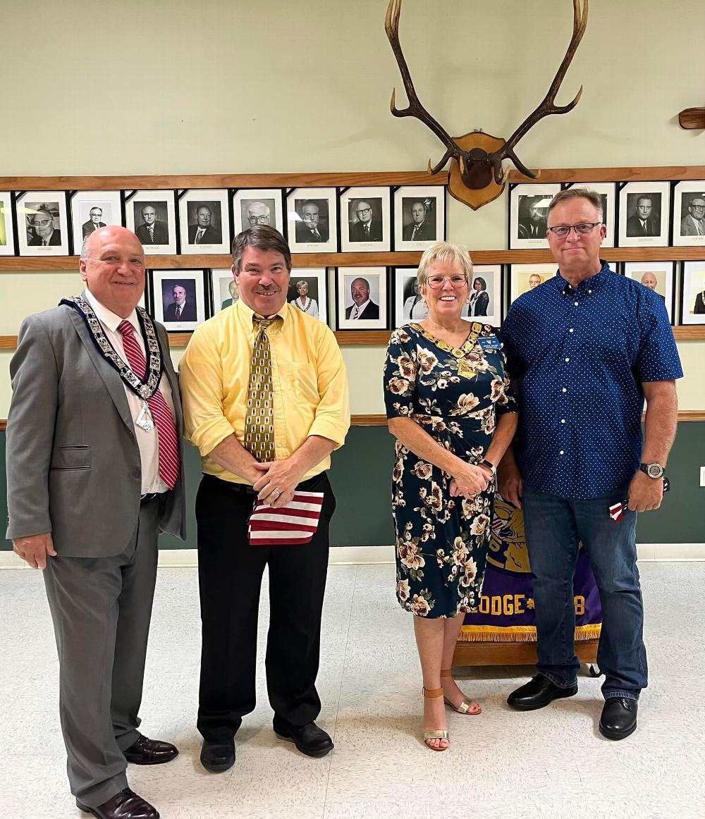 Welcome new member’s Timothy Delooze and Brian Clark! 
(pictured left to right) Bob Tiegs, Timothy Delooze, ER Donna Avant Miller and Brian Clark.