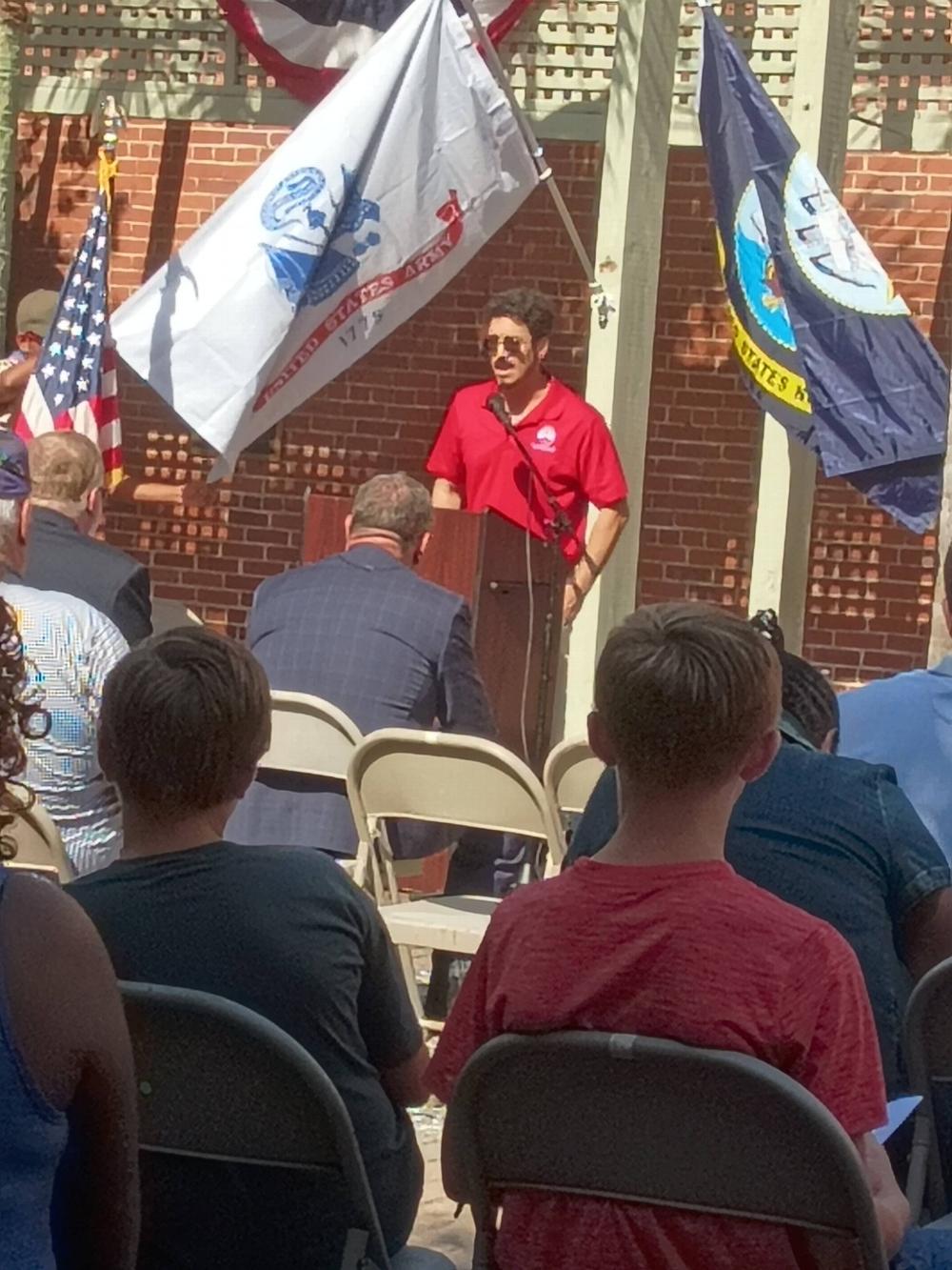 Thank you to Bob Tiegs for an amazing Memorial Day Ceremony @ the Downtown waterfall this morning. Thank you to all our members in attendance. Also, Shane McDonald did a great job singing during the ceremony!!🇺🇸
