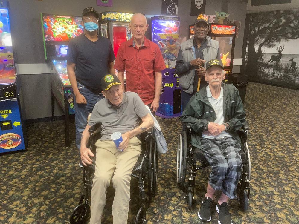 Veterans from the Veterans Victory House were treated to an afternoon at the Ivanhoe Cinema by Richard's Heating and Air owner and Elk member Richard Blatter. They enjoyed a private showing of Indiana Jones.