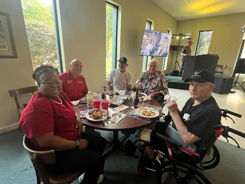 So happy to have the veterans out tonight for Steak Night!!🇺🇸 Prospective member, Jay Wilson cooked for his dad, Veteran James Wilson!!♥️