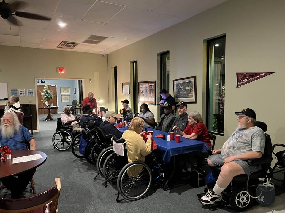 Walterboro Elk Lodge #1988: We are so happy to have some of our veteran’s from the Veteran’s Victory House join us for steak dinner Friday night. This is the first time since the Covid break out. It warmed our hearts to have them back. A good time was had by all! Thank you Bob Tiegs for making this happen.