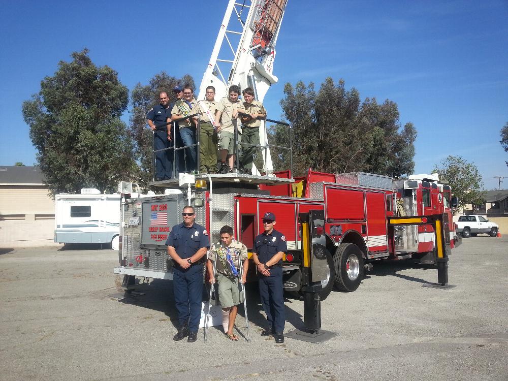 Flag Day 2014 - Rialto Fire Truck wih Scouts