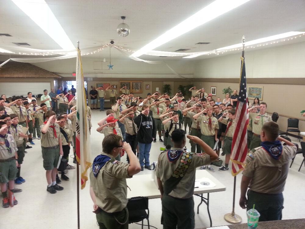 T2K Merit Badge Day - Duty to Country reciting Pledge of Allegiance