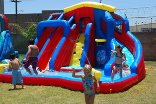 Don't they have one of these for the "Older" kids????? This was one fun water slide complete with water cannons!!
