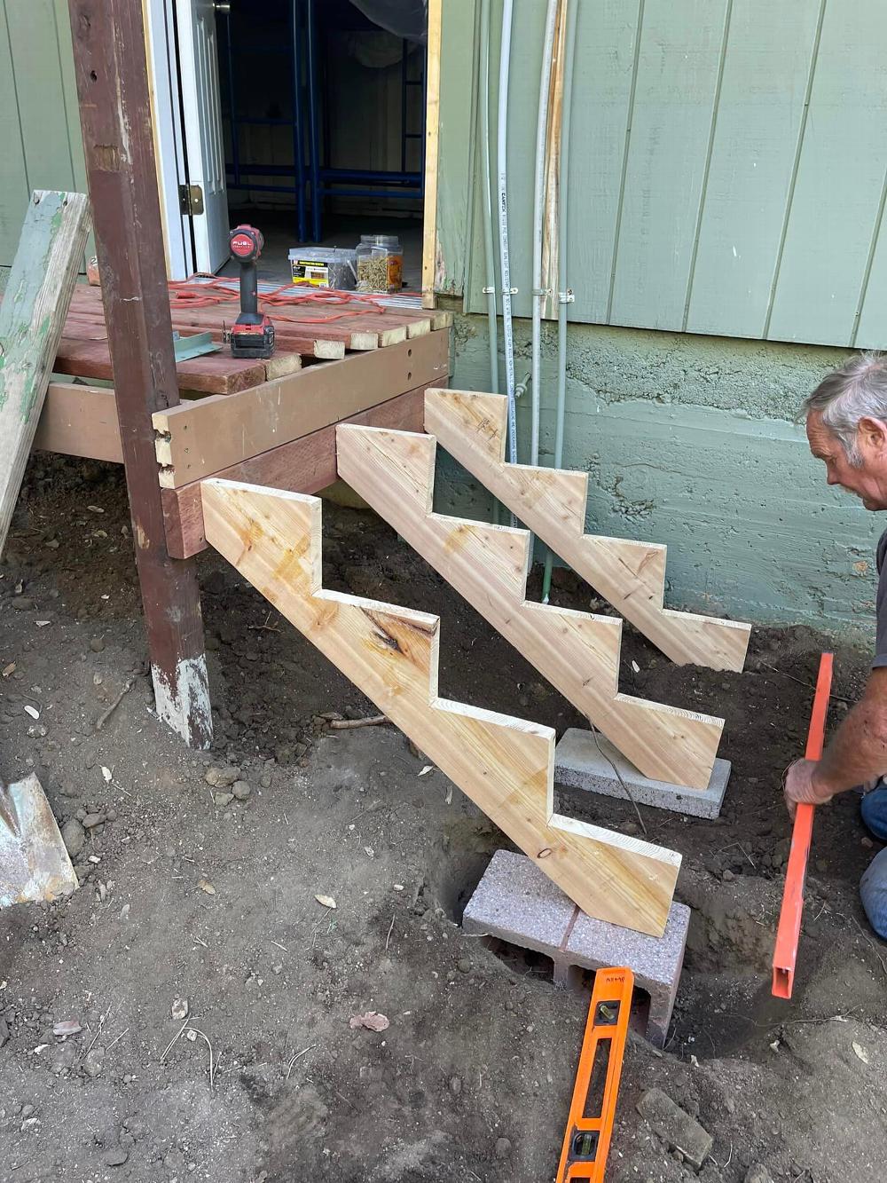 New stairs for camp cabins.