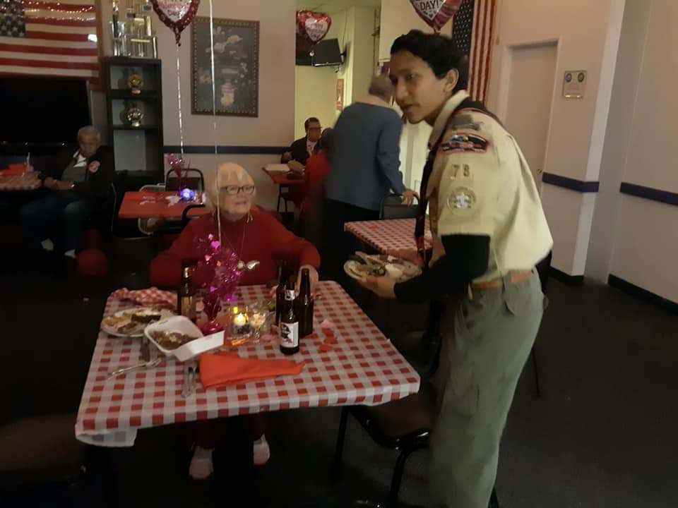 Boys Scouts served Valentine Diner 2019.
