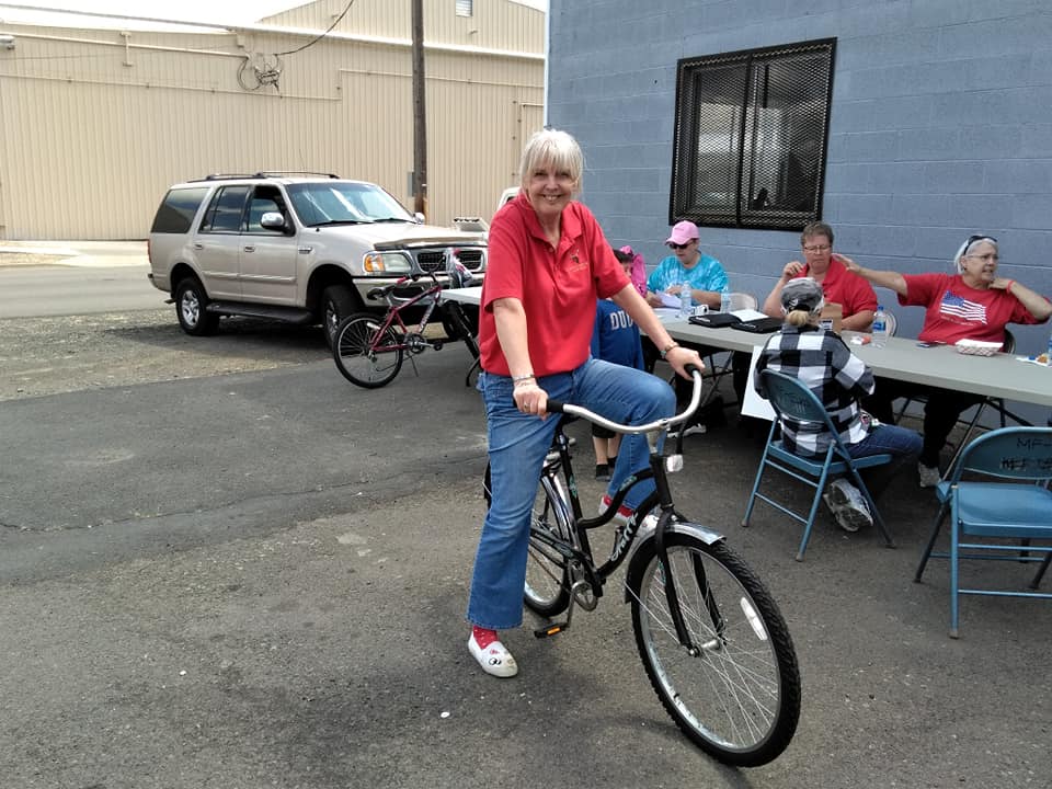 ER Susie Hardy on her new bike.