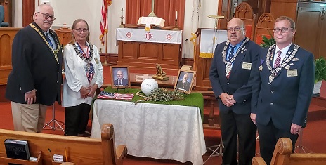 Exalted Ruler Bruce Tinkham, State VP Jane Berggren, Secretary Rod Deuel, and Trustee Austin Karnatz participated in honoring PER Don Anderson at his funeral service in 2021.