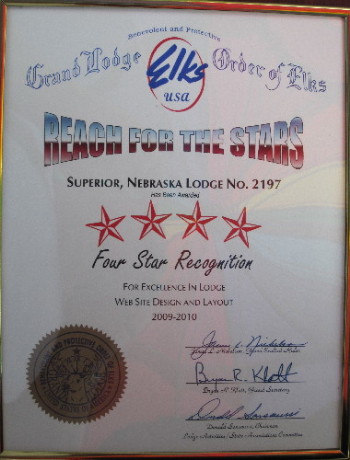 Grand Lodge 4 Star Award for Lodge Web Site 2009-2010