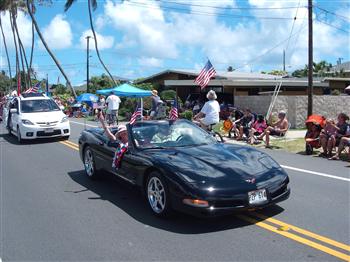 Some walked, some drove. Pearl Harbor Survivors Herb Weatherwax and Al Rodrigues in white van got applause all along parade route!!