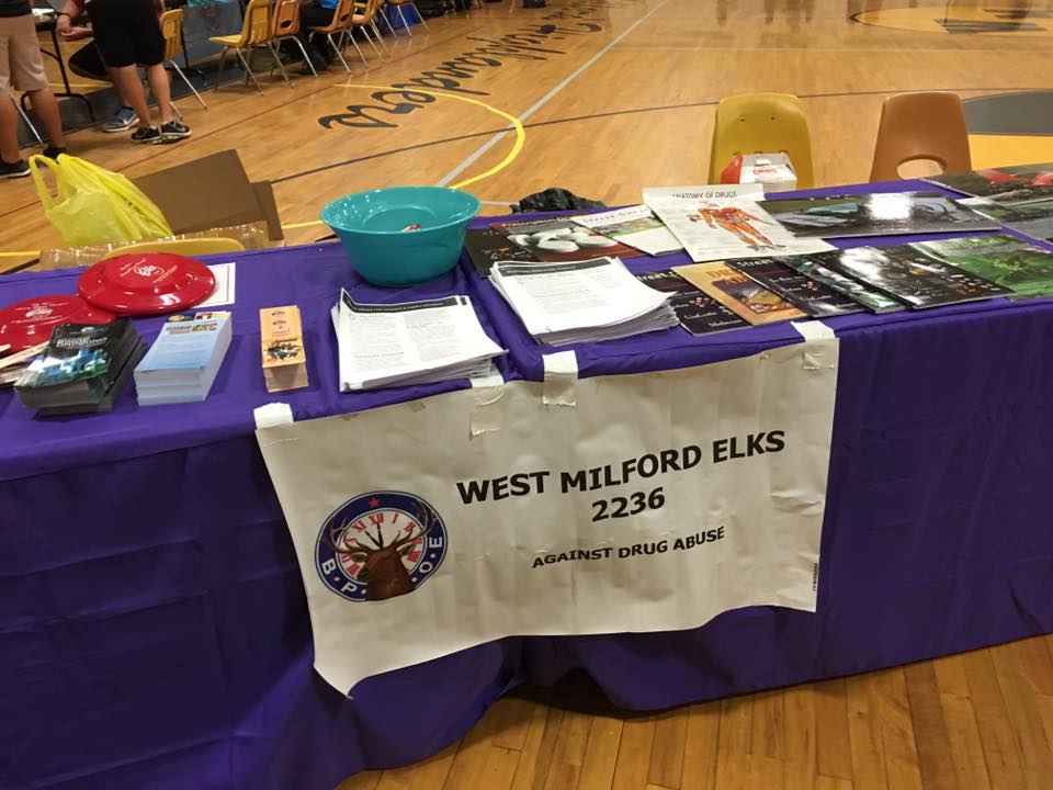 Elks at West Milford High School Health Fair - Drug Awareness Committee