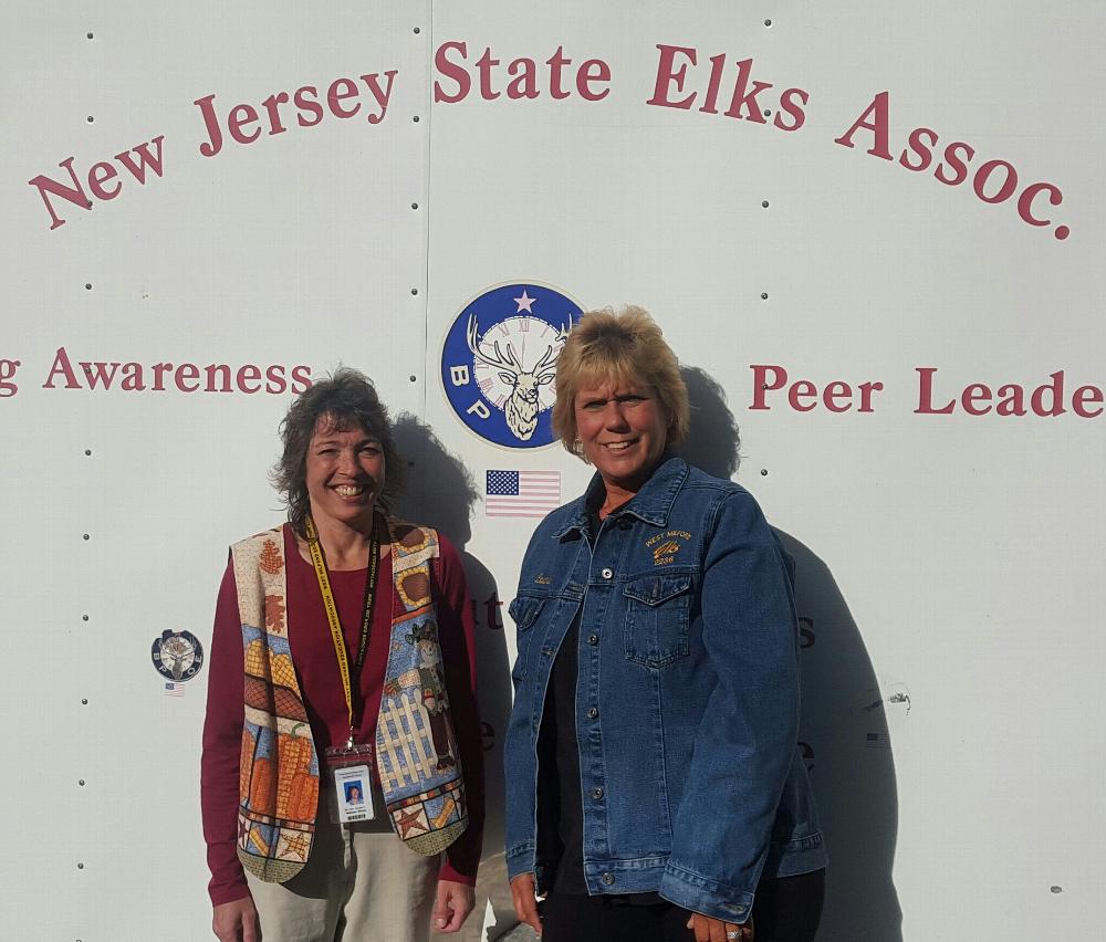 Wendy Witttman, 3rd grade teacher at Marshall Hill school in West Milford during Red Ribbon week along with WM Elk Laura Paul