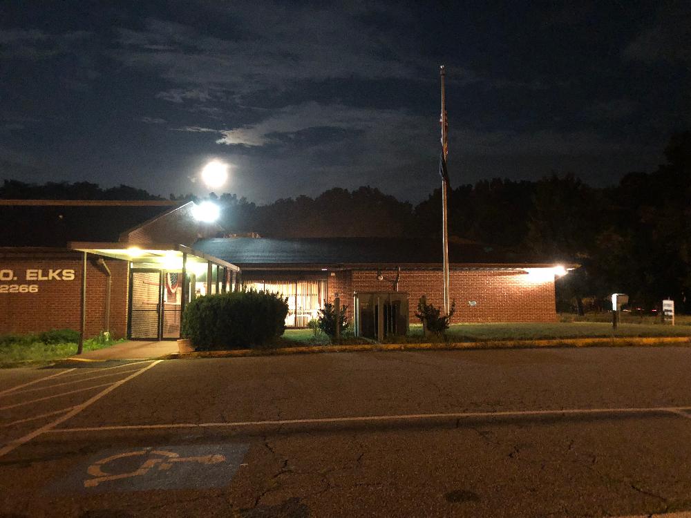 The calm after the storm. Full moon over our Lodge. 